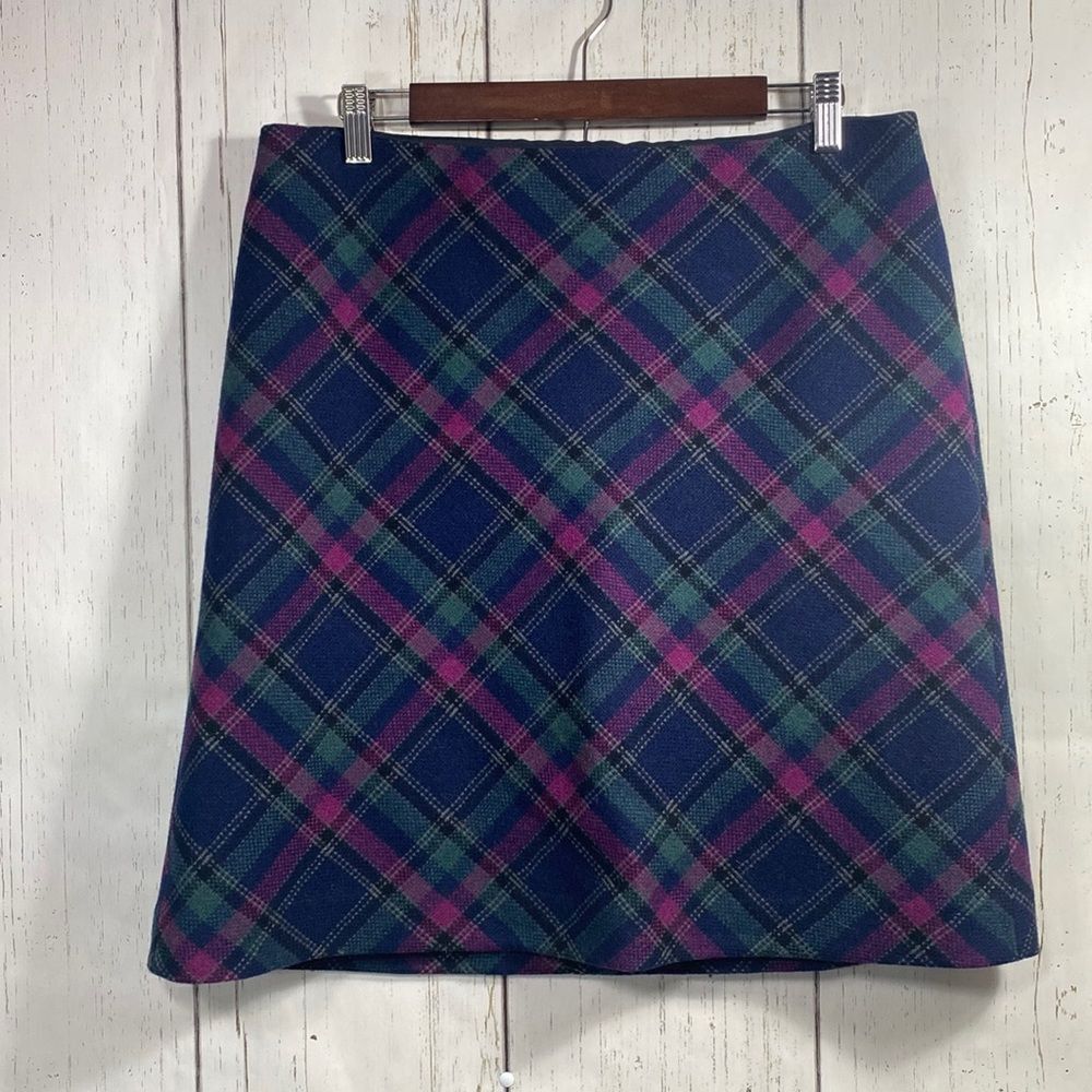 Talbots Blue and Pink Plaid A-Line Skirt
